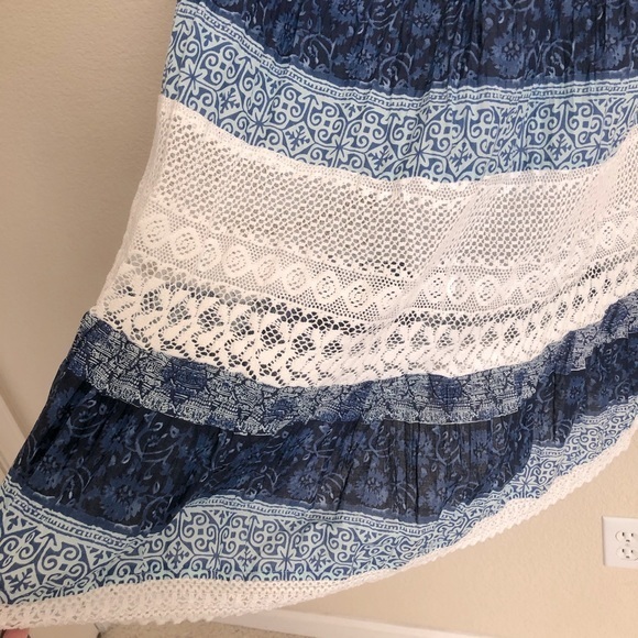 Boho Indie Festival Rave Tiered Lace Hippie Skirt - Picture 10 of 13